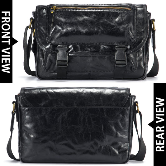 Genuine Leather Messenger Bag Purse for Men Real Leather Crossbody Shoulder Bags Sling Pouch Pack Satchel - 7910H