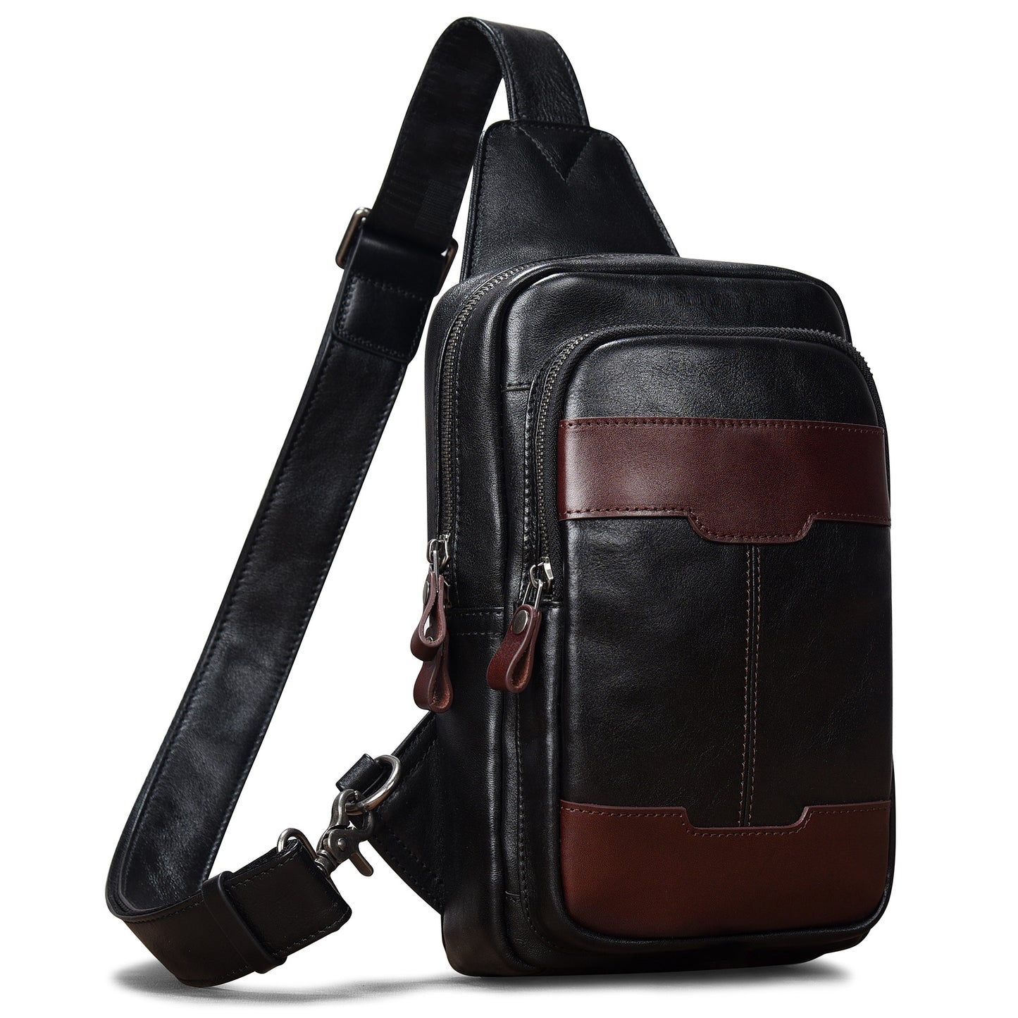 Genuine Leather Sling Bag for Men and Women Crossbody Shoulder Bag Side Sling Backpack Chest Purse Cross Body Casual Daypack - 30195