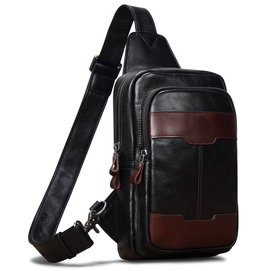 Genuine Leather Sling Bag for Men and Women Crossbody Shoulder Bag Side Sling Backpack Chest Purse Cross Body Casual Daypack - 30195