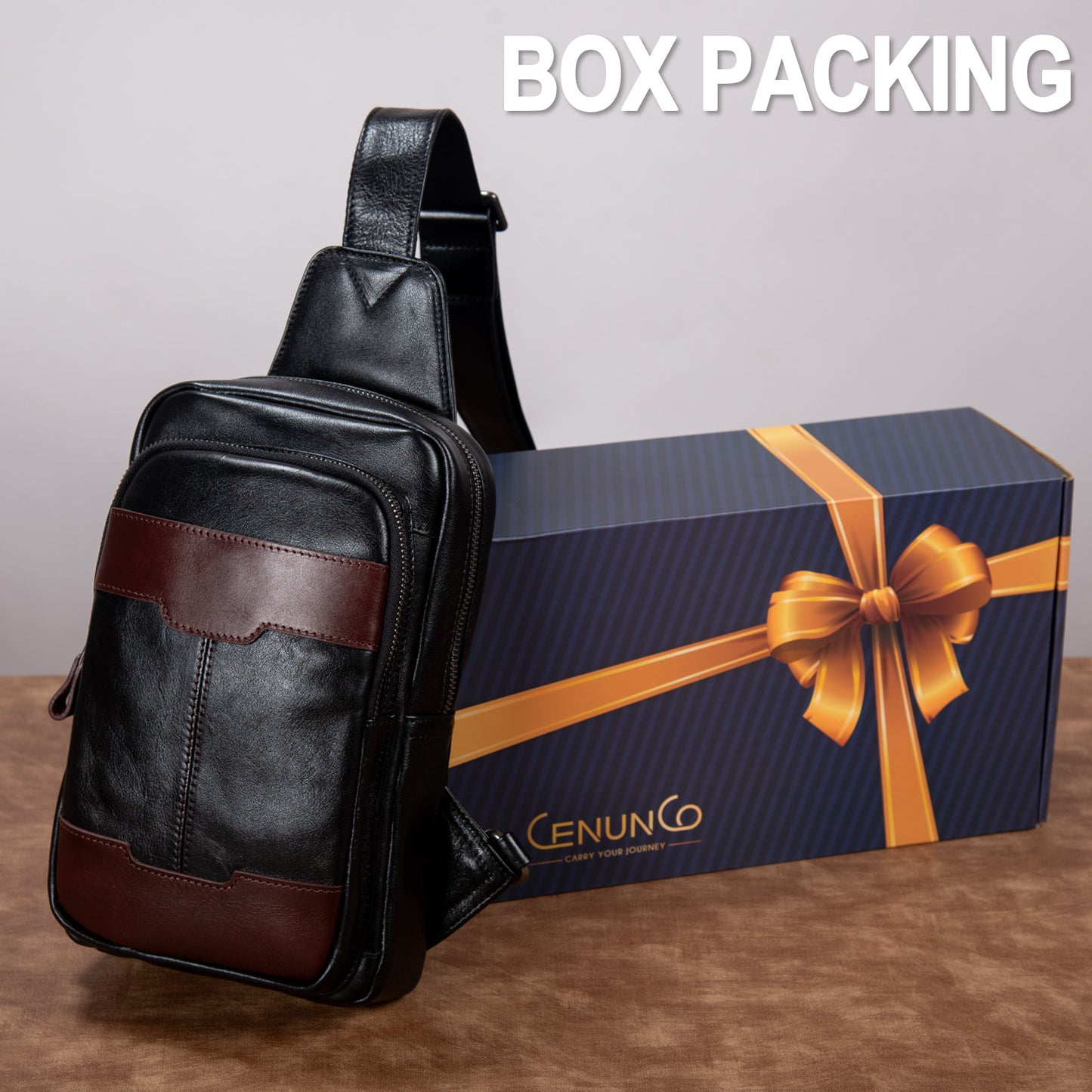 Genuine Leather Sling Bag for Men and Women Crossbody Shoulder Bag Side Sling Backpack Chest Purse Cross Body Casual Daypack - 30195