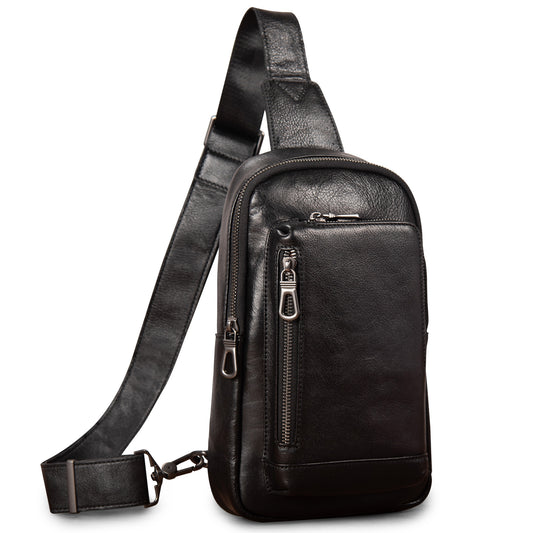 Genuine Leather Sling Bag for Men and Women Crossbody Shoulder Purse Chest Sling Backpack Carry on Casual Daypack - 30196