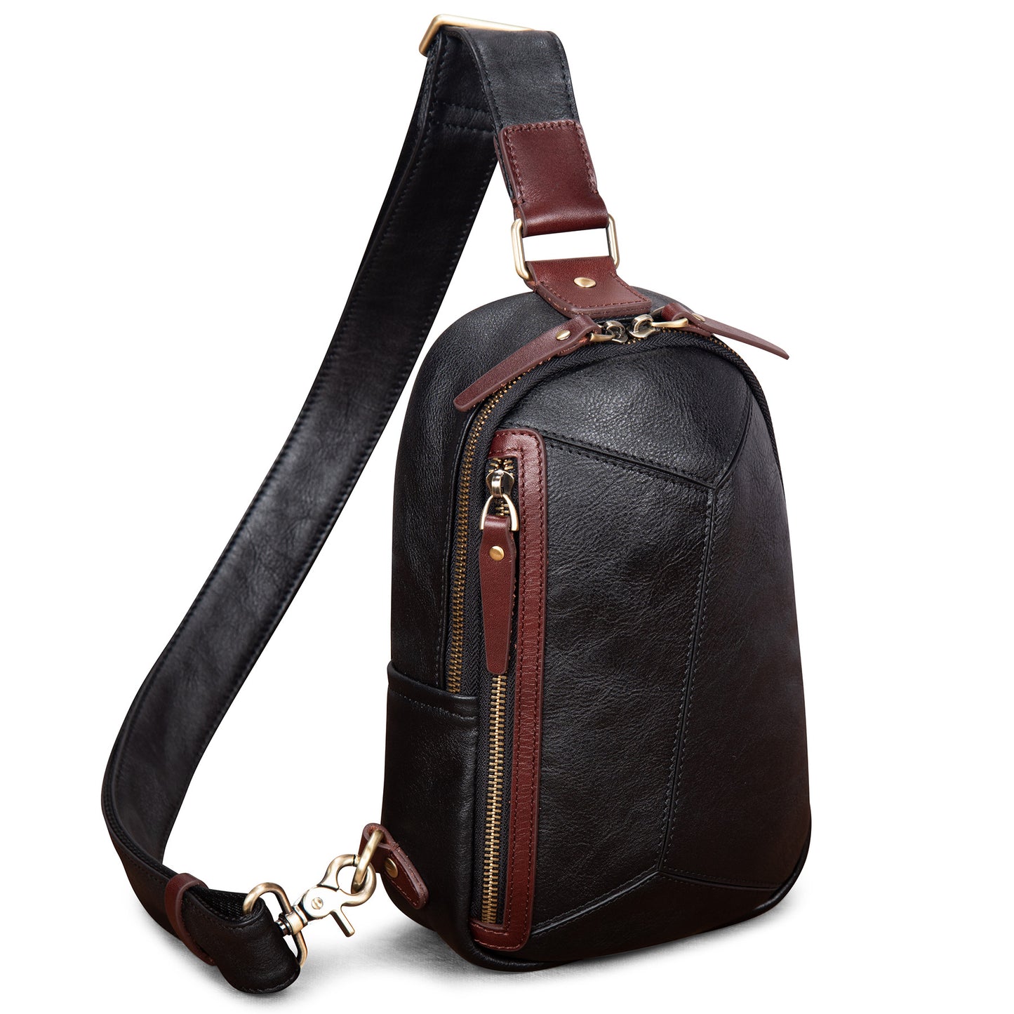 Genuine Leather Sling Bag for Men and Women Crossbody Shoulder Bag Sling Backpack Chest Purse Carry on Daypack - 30168