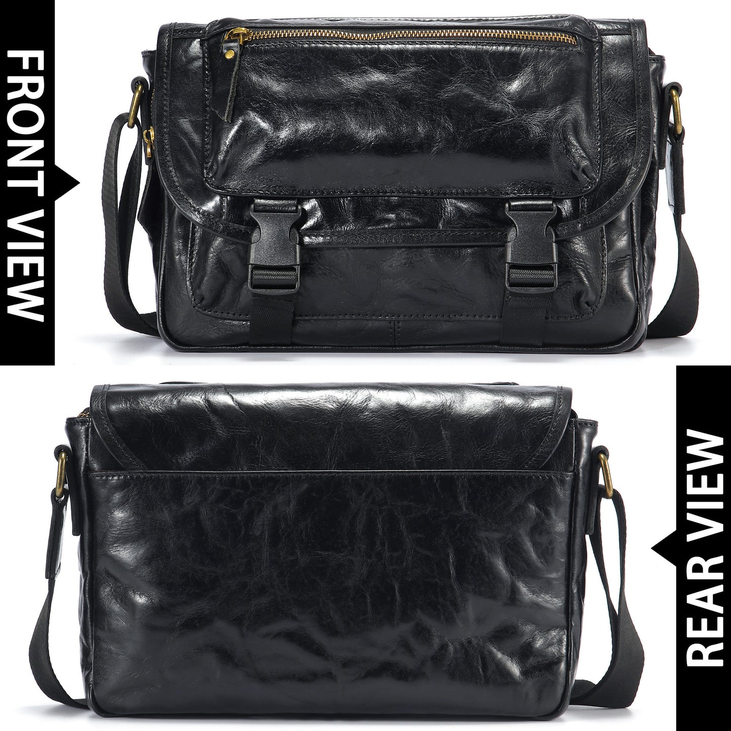 Genuine Leather Messenger Bag Purse for Men Real Leather Crossbody Shoulder Bags Sling Pouch Pack Satchel - 7910H