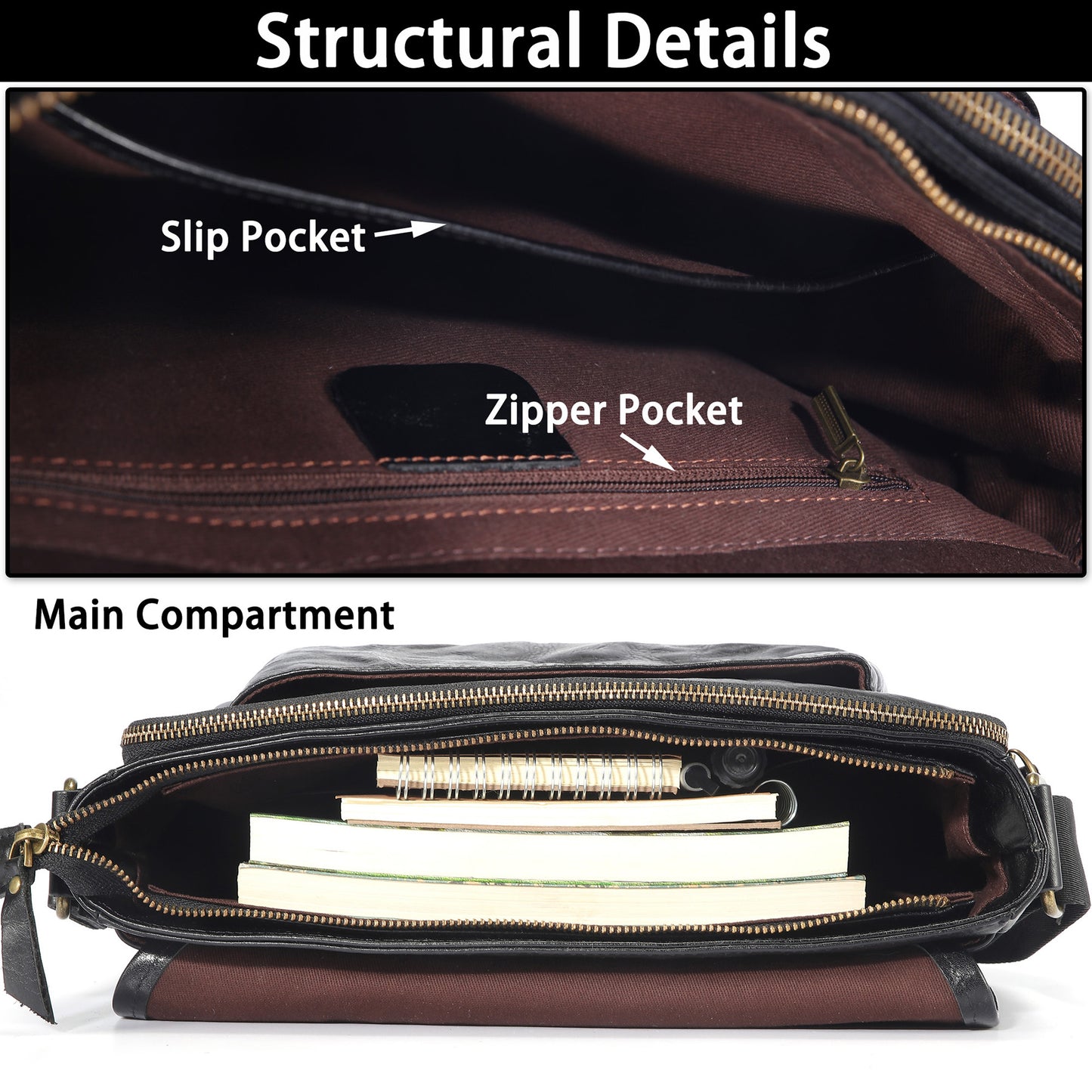 Genuine Leather Messenger Bag Purse for Men Real Leather Crossbody Shoulder Bags Sling Pouch Pack Satchel - 7910H