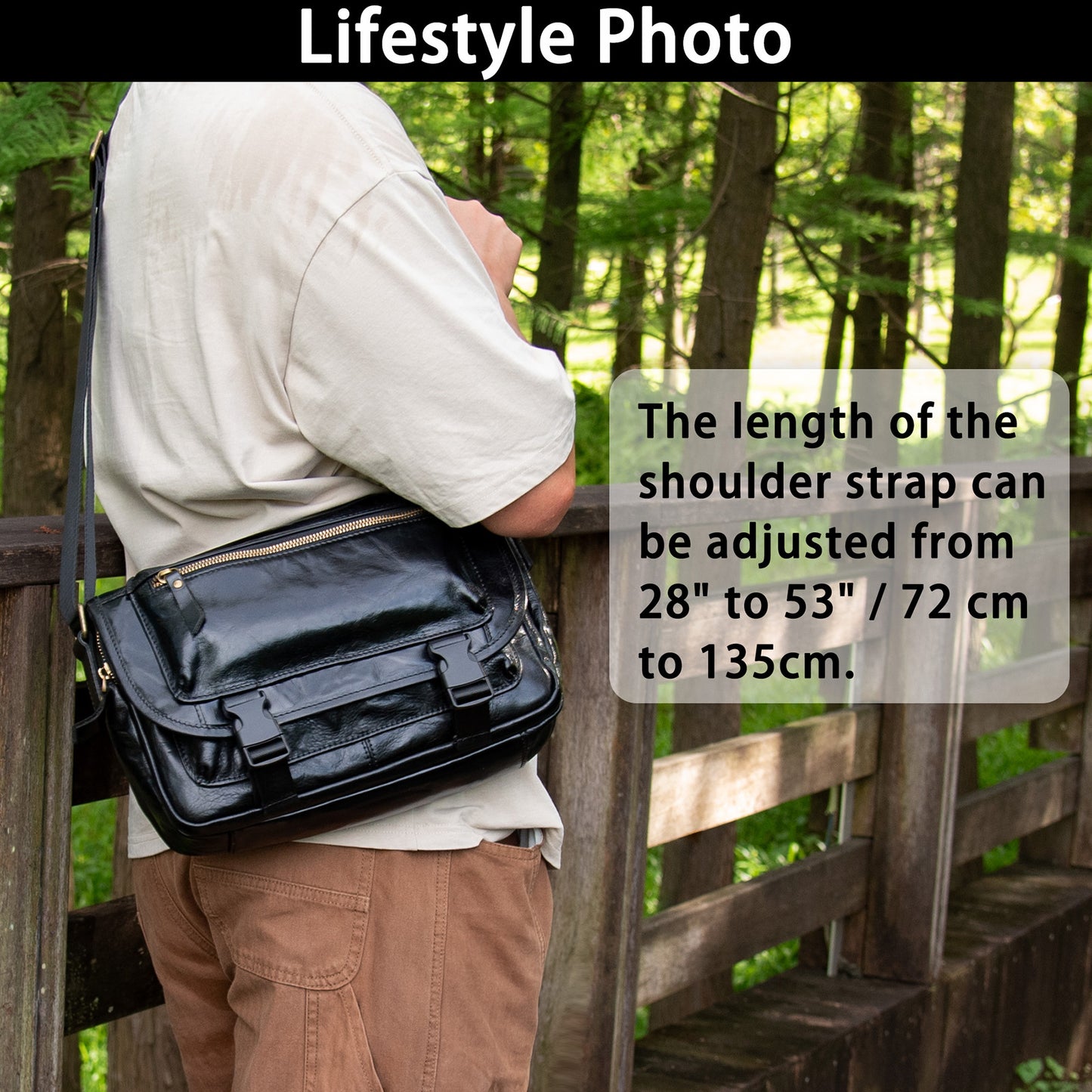 Genuine Leather Messenger Bag Purse for Men Real Leather Crossbody Shoulder Bags Sling Pouch Pack Satchel - 7910H