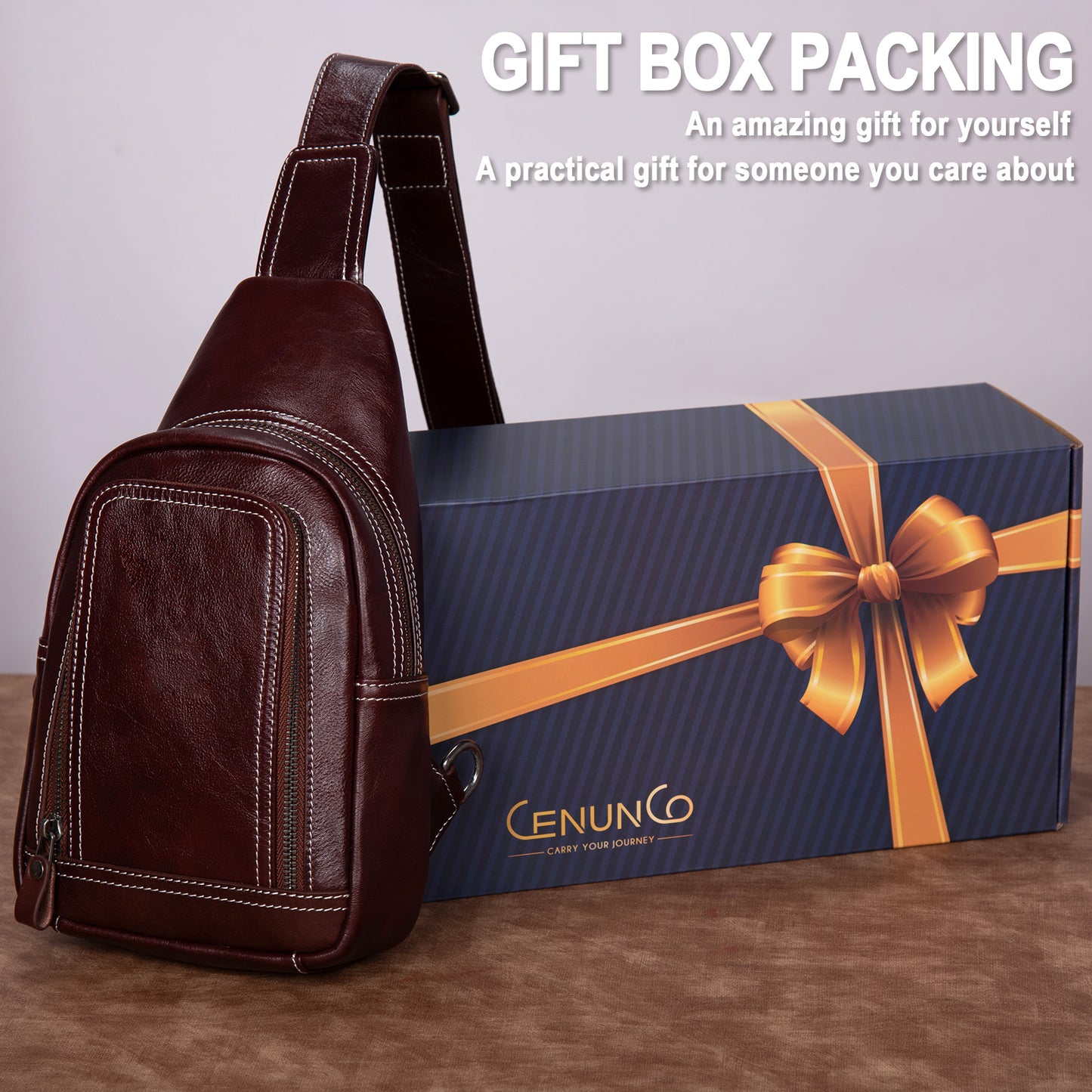 Genuine Leather Sling Bag for Men and Women Crossbody Shoulder Bag Sling Backpack Chest Purse Cross Body Pouch - 30192