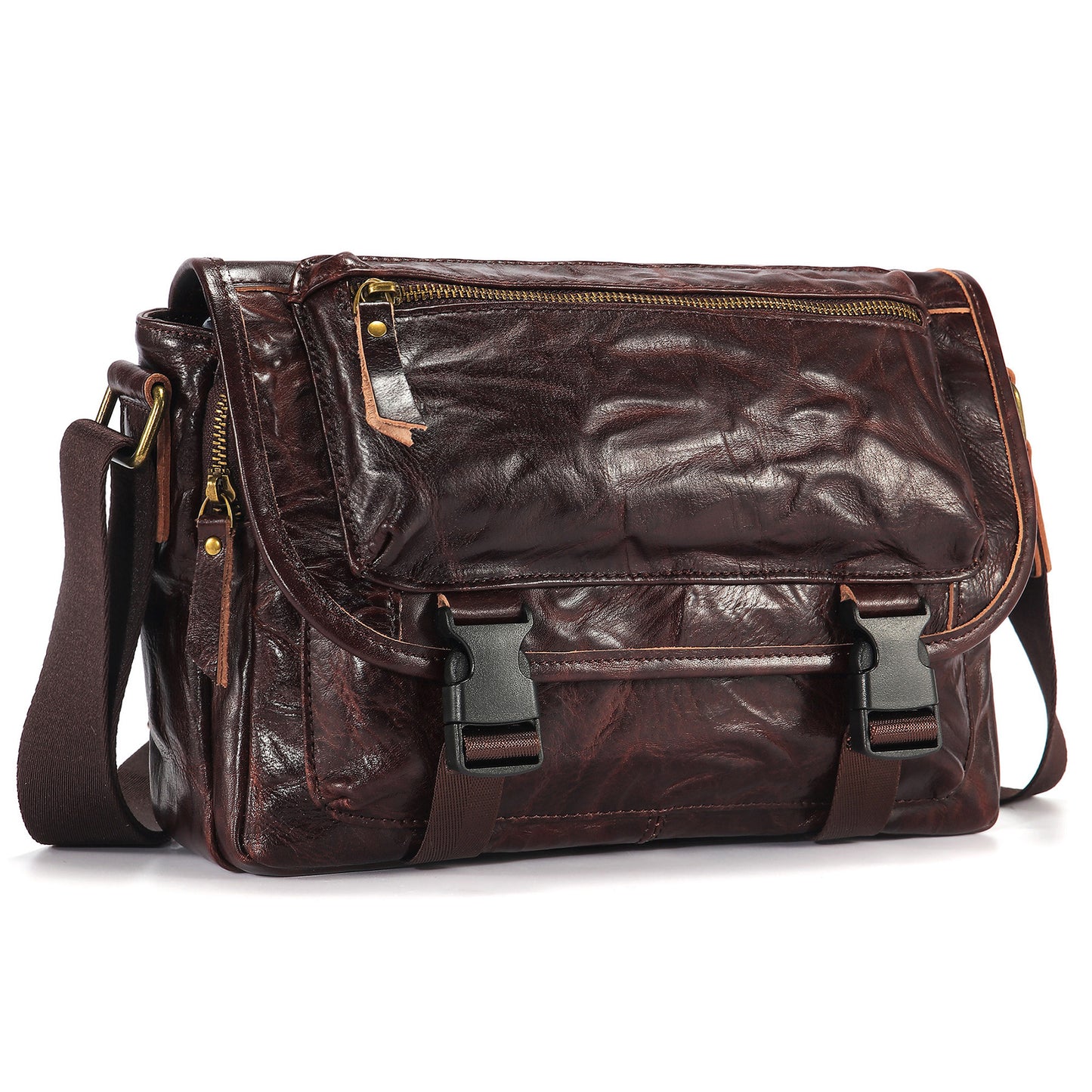 Genuine Leather Messenger Bag Purse for Men Real Leather Crossbody Shoulder Bags Sling Pouch Pack Satchel - 7910H