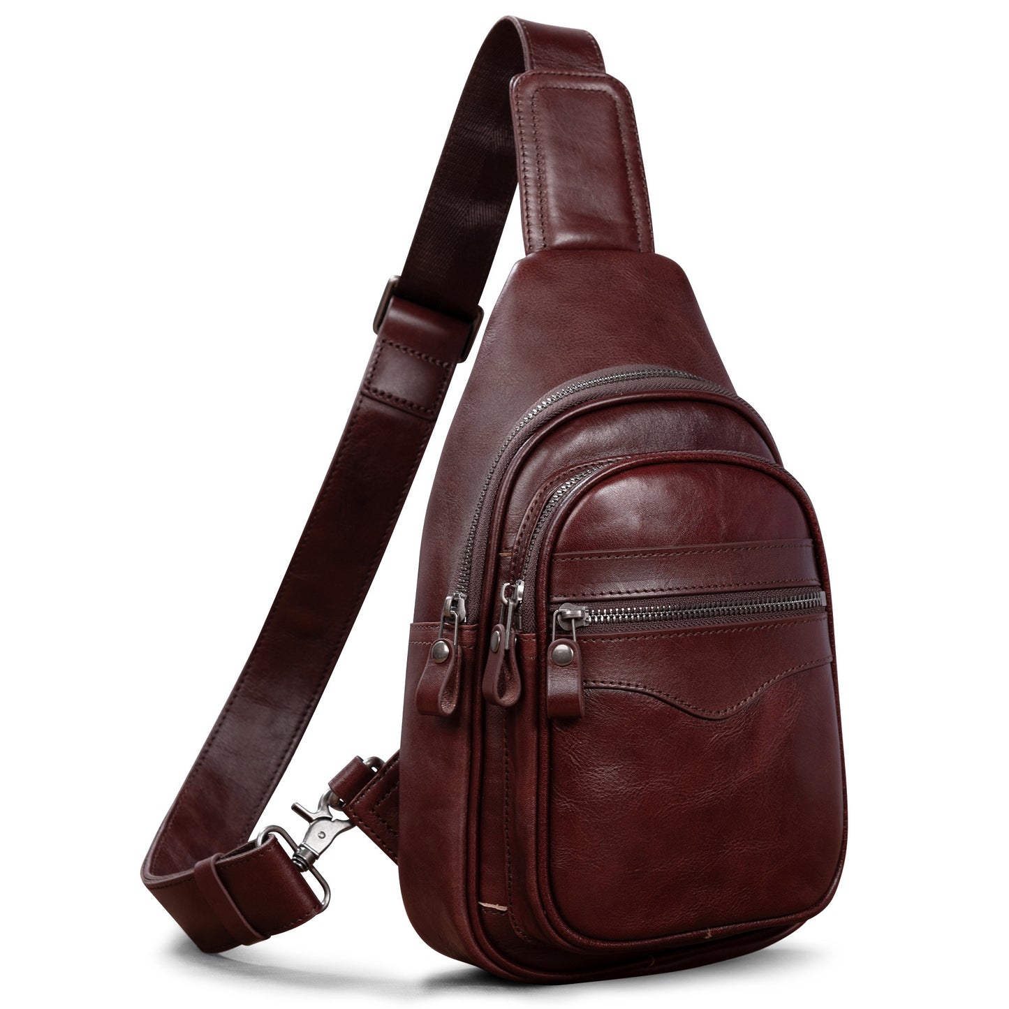 CENUNCO Genuine Leather Sling Bag for Men and Women Crossbody Shoulder Bag Sling Backpack Chest Purse Carry on Casual Daypack - 30179