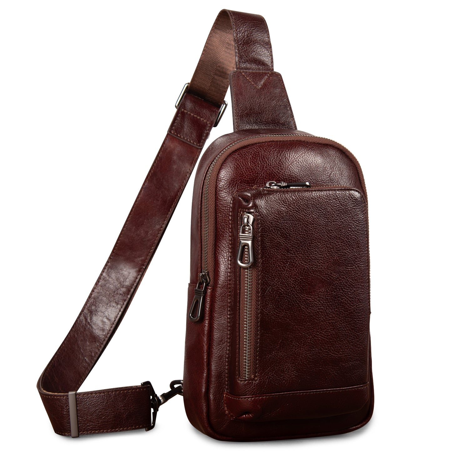 Genuine Leather Sling Bag for Men and Women Crossbody Shoulder Purse Chest Sling Backpack Carry on Casual Daypack - 30196