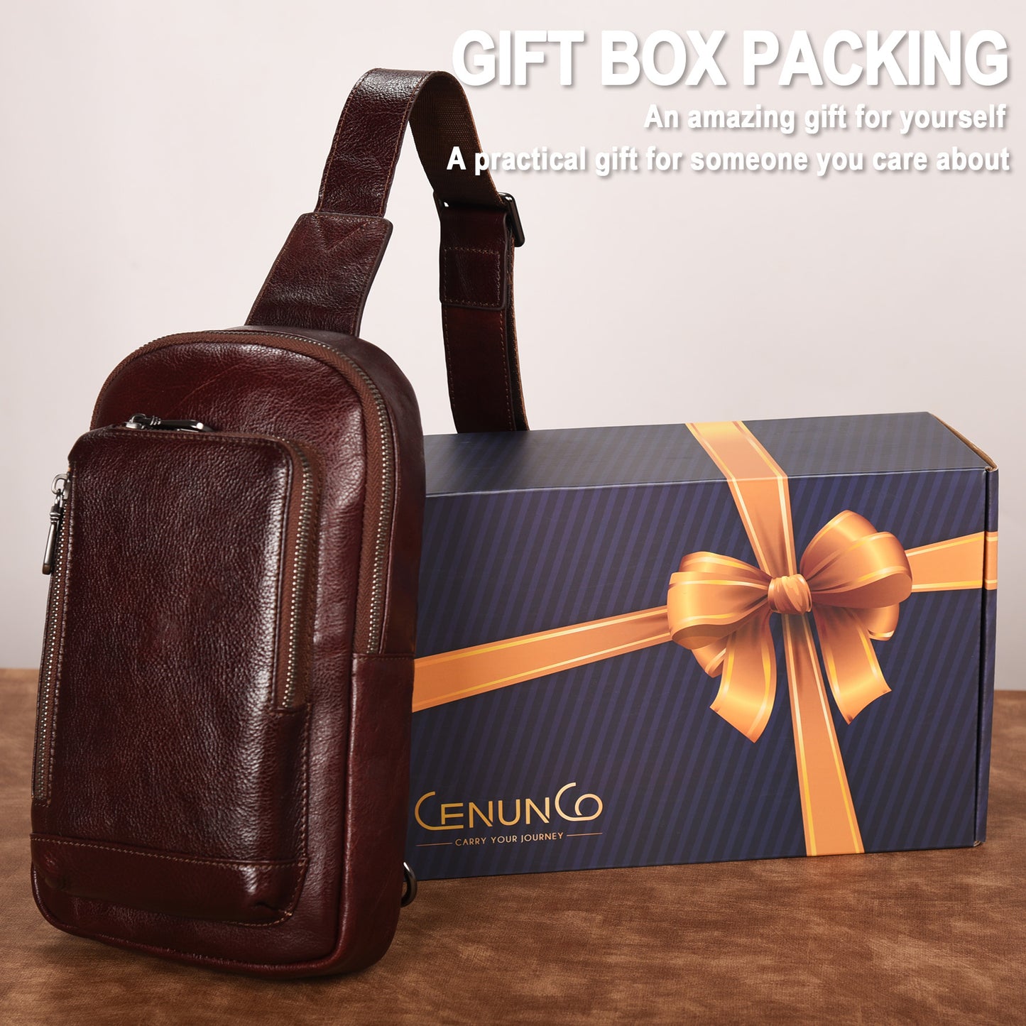 Genuine Leather Sling Bag for Men and Women Crossbody Shoulder Purse Chest Sling Backpack Carry on Casual Daypack - 30196