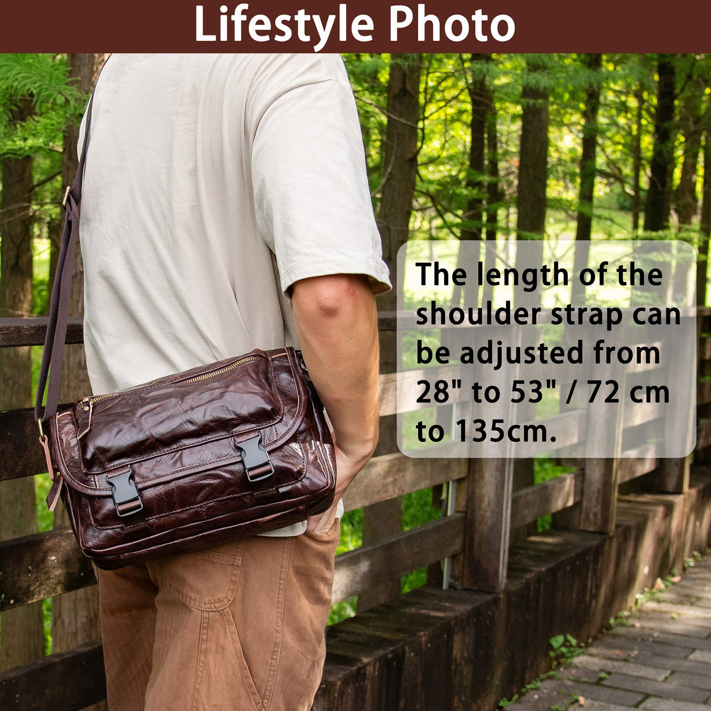 Genuine Leather Messenger Bag Purse for Men Real Leather Crossbody Shoulder Bags Sling Pouch Pack Satchel - 7910H