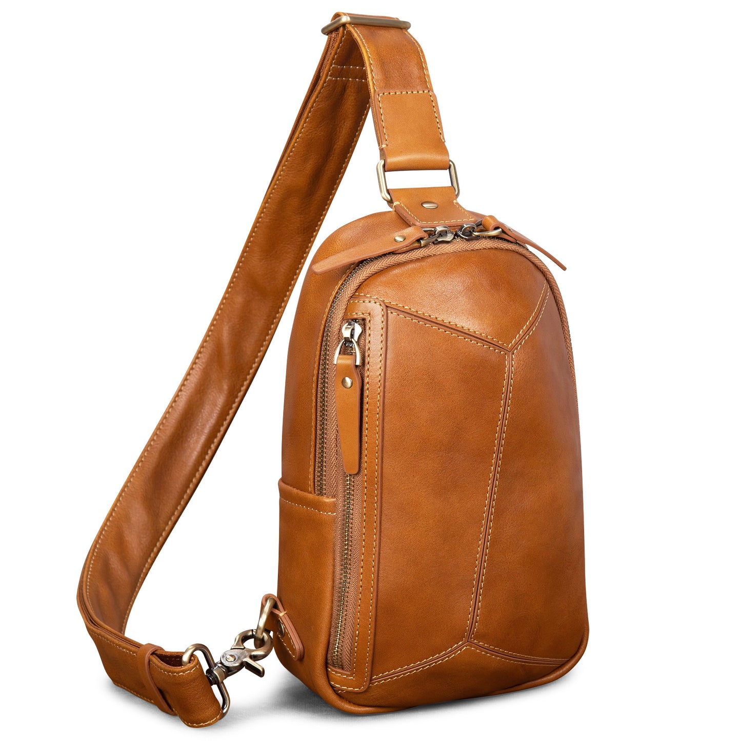 Genuine Leather Sling Bag for Men and Women Crossbody Shoulder Bag Sling Backpack Chest Purse Carry on Daypack - 30168