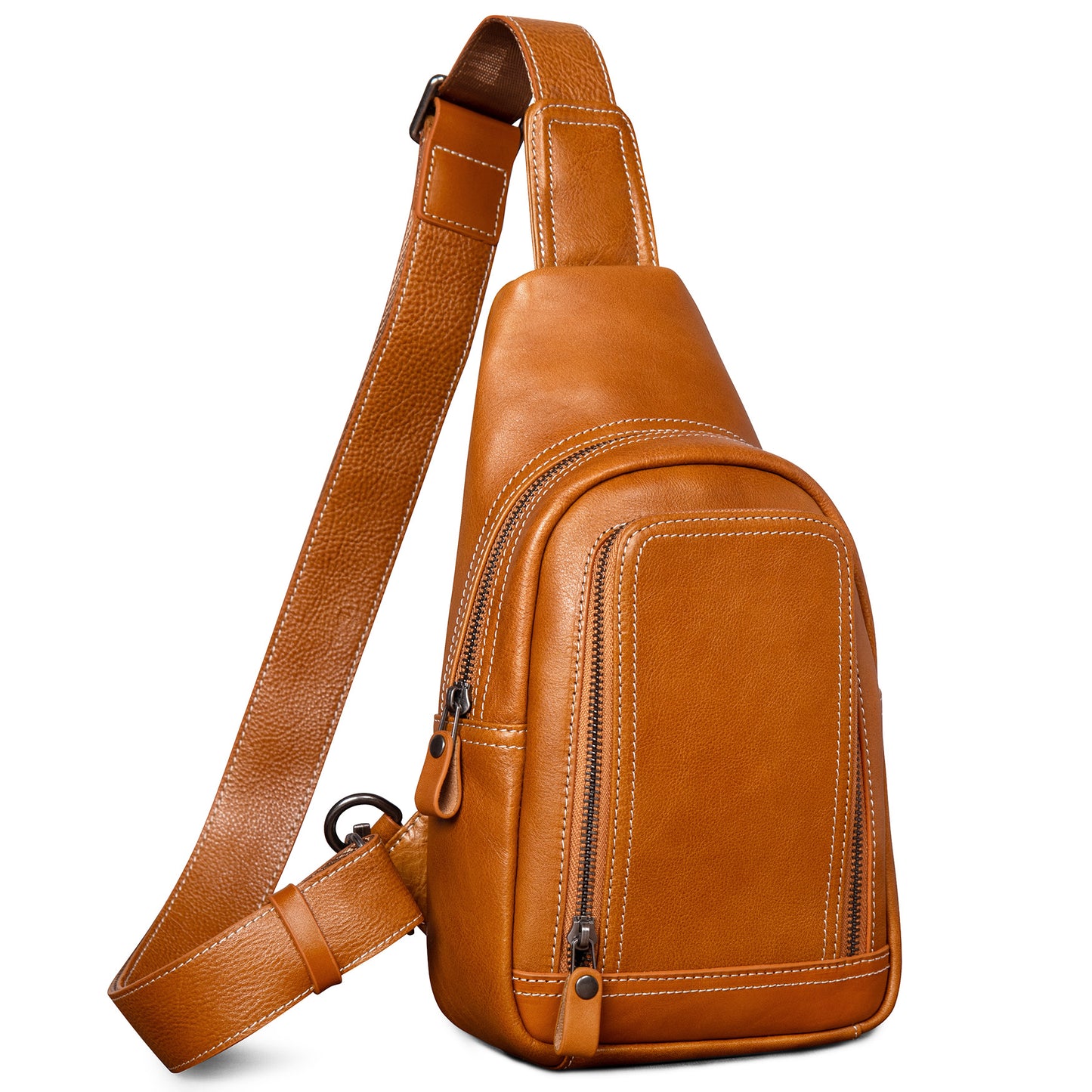 Genuine Leather Sling Bag for Men and Women Crossbody Shoulder Bag Sling Backpack Chest Purse Cross Body Pouch - 30192