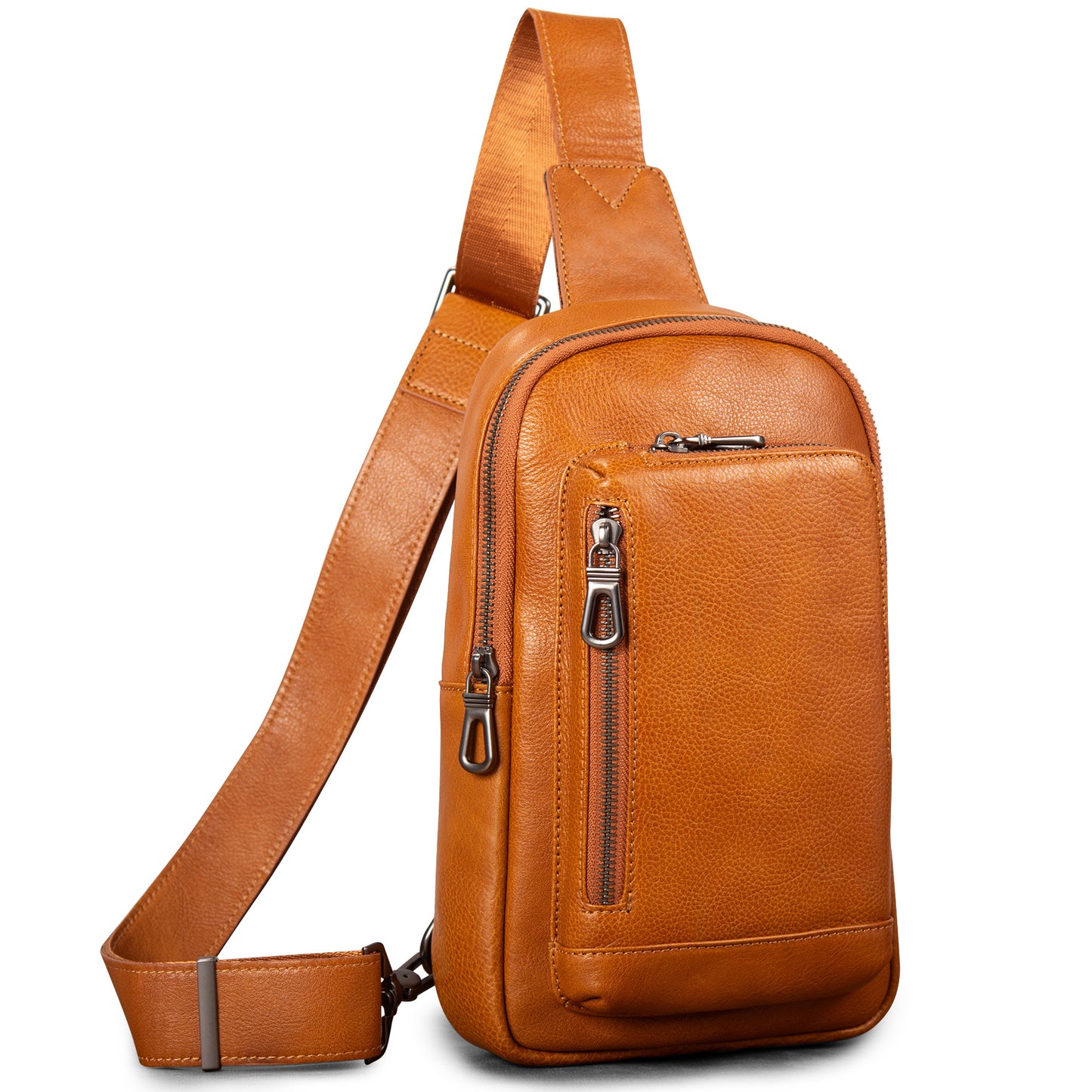 Genuine Leather Sling Bag for Men and Women Crossbody Shoulder Purse Chest Sling Backpack Carry on Casual Daypack - 30196