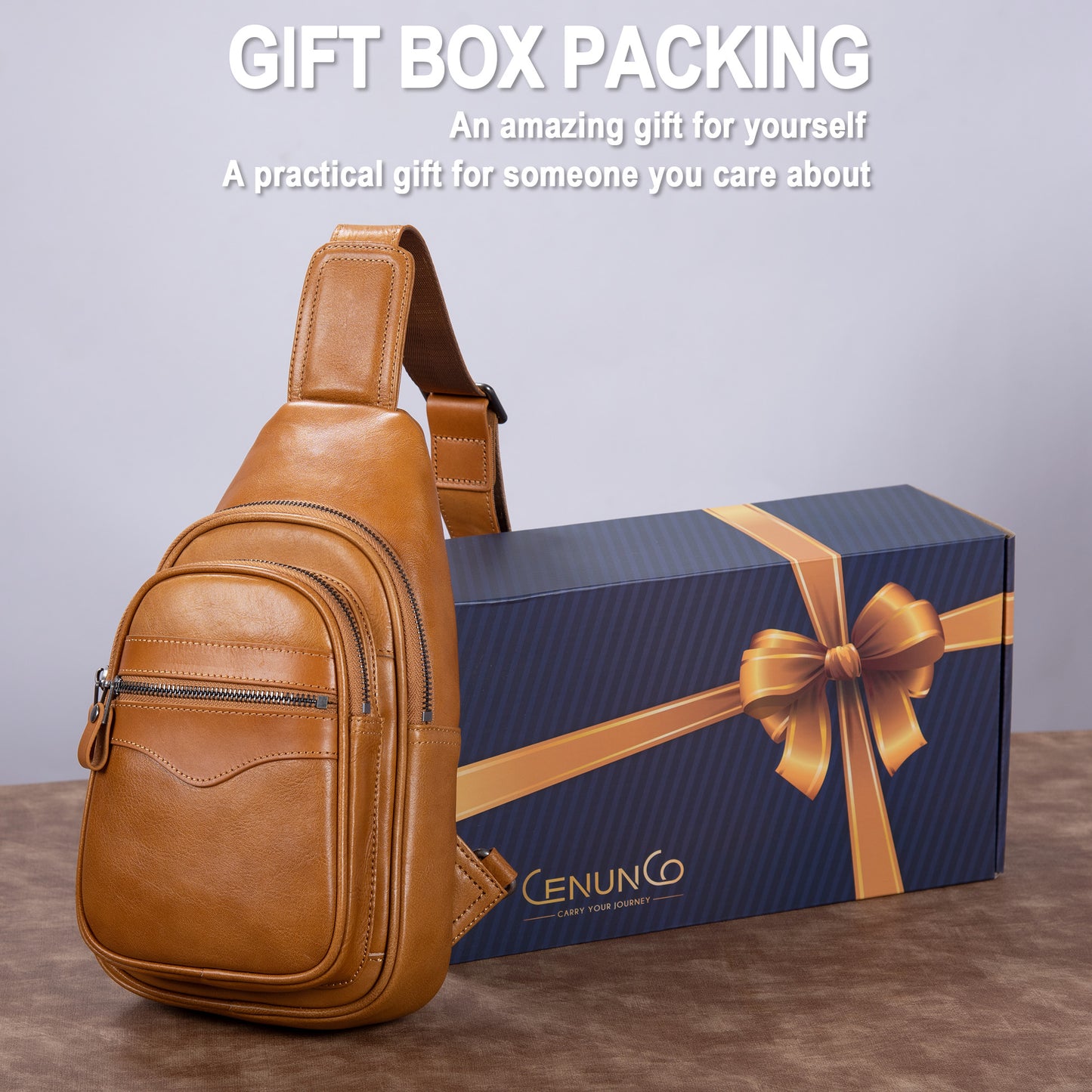 CENUNCO Genuine Leather Sling Bag for Men and Women Crossbody Shoulder Bag Sling Backpack Chest Purse Carry on Casual Daypack - 30179