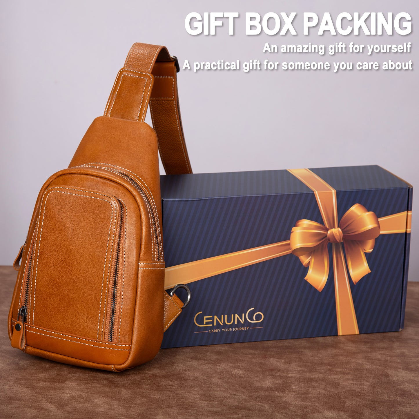 Genuine Leather Sling Bag for Men and Women Crossbody Shoulder Bag Sling Backpack Chest Purse Cross Body Pouch - 30192