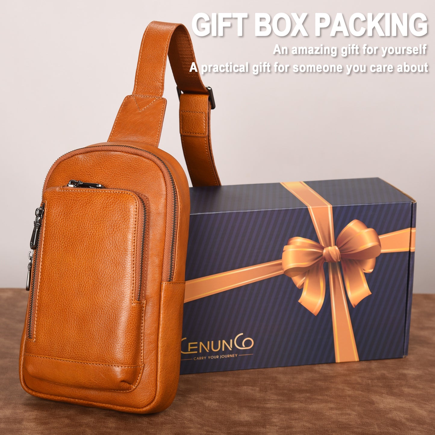 Genuine Leather Sling Bag for Men and Women Crossbody Shoulder Purse Chest Sling Backpack Carry on Casual Daypack - 30196